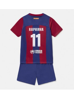 Barcelona Raphinha Belloli #11 Dječji Domaci Dres kompleti 2023-24 Kratak Rukavima (+ kratke hlače)